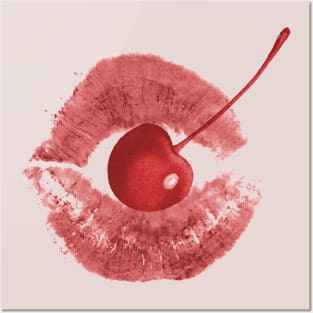 Coquette Red Lips Cherry Posters and Art